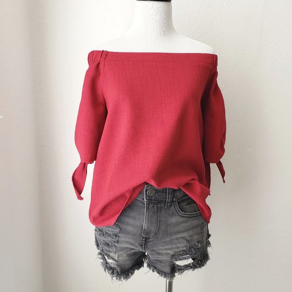 olivia Grey Tops - Olivia Grey off the shoulder red top